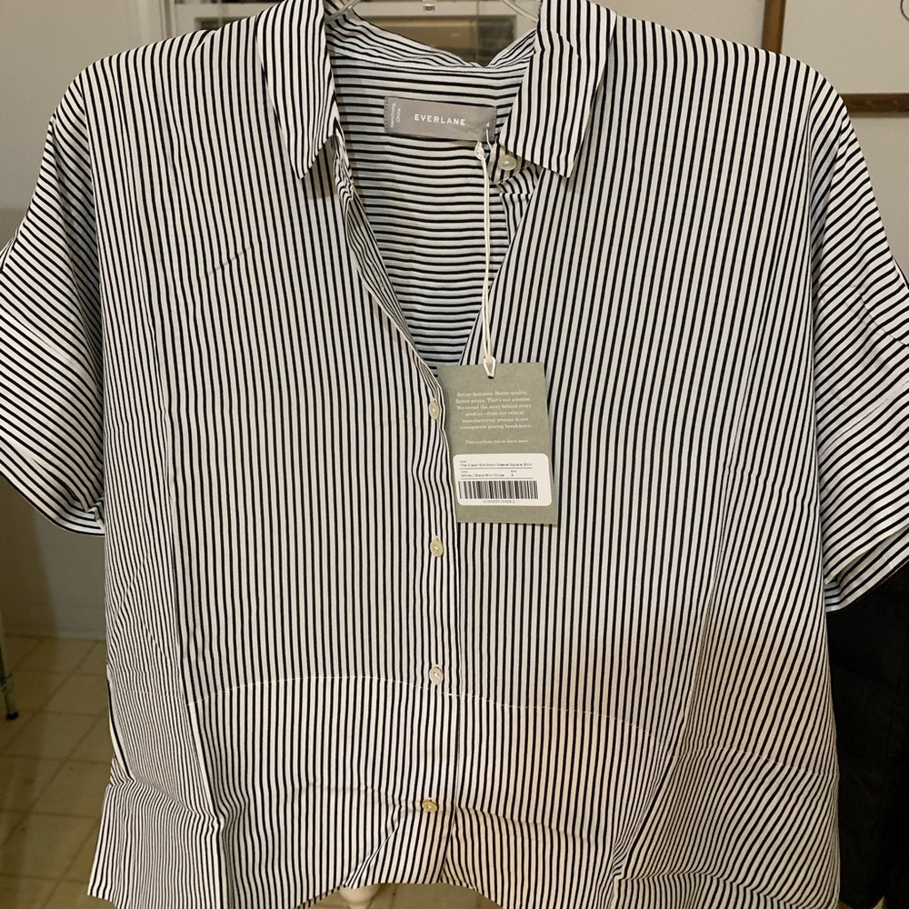 NWT Everlane ‘clean silk shirt sleeve square shirt’